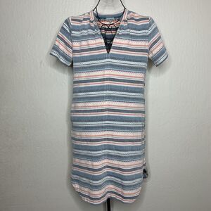 Anthropologie The Odells Liliana Striped V Neck Shirt Dress POCKETS Womens SZ S